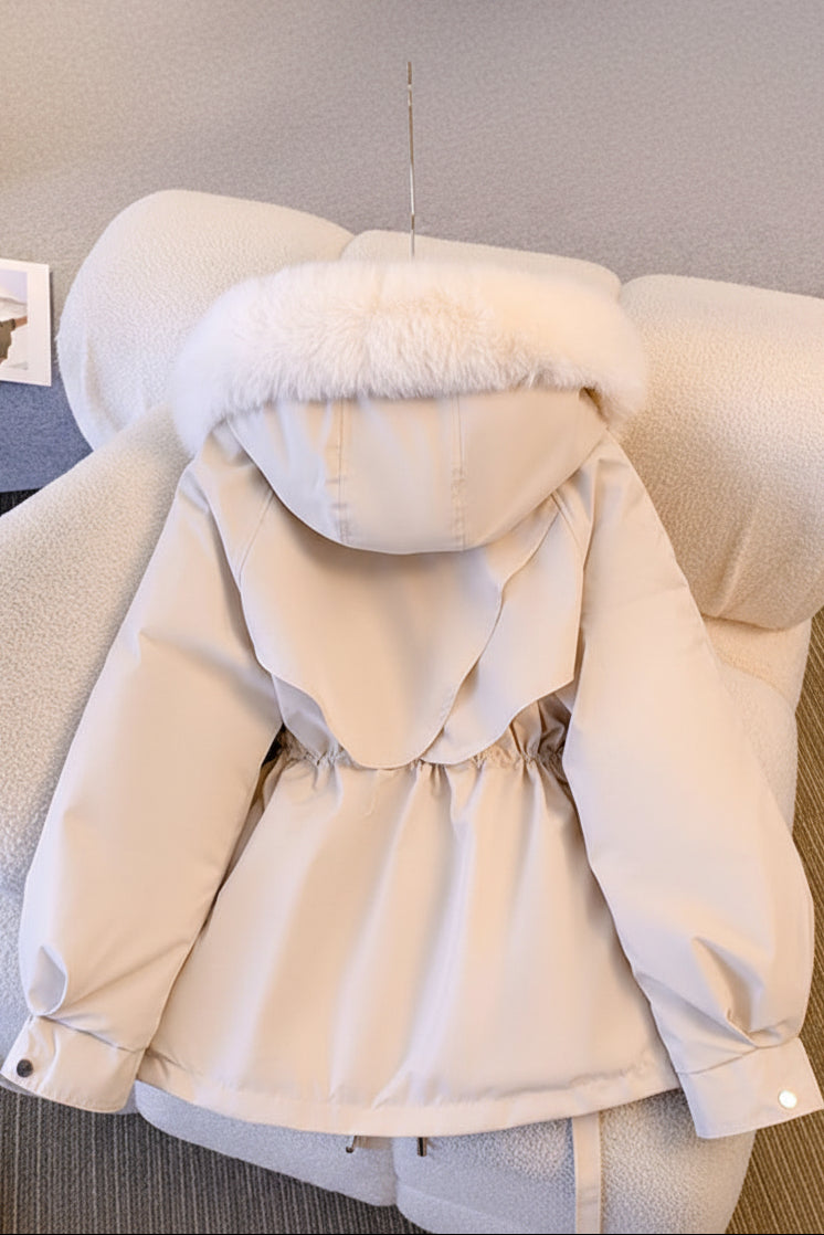 Elegant Women's Puffer Jacket with Cozy Fur Collar for Winter Warmth 1