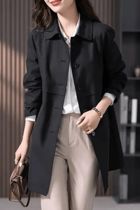 Elegant Women's Short Trench Coat with Tailored Fit & Single Button Closure 3