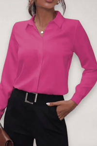 Elegant Women's Tailored Blouse - Soft Breathable Fabric Button-Up Shirt 3