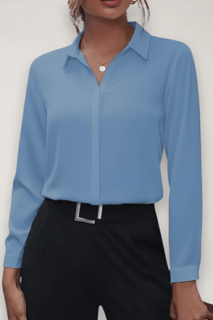 Elegant Women's Tailored Blouse - Soft Breathable Fabric Button-Up Shirt 4
