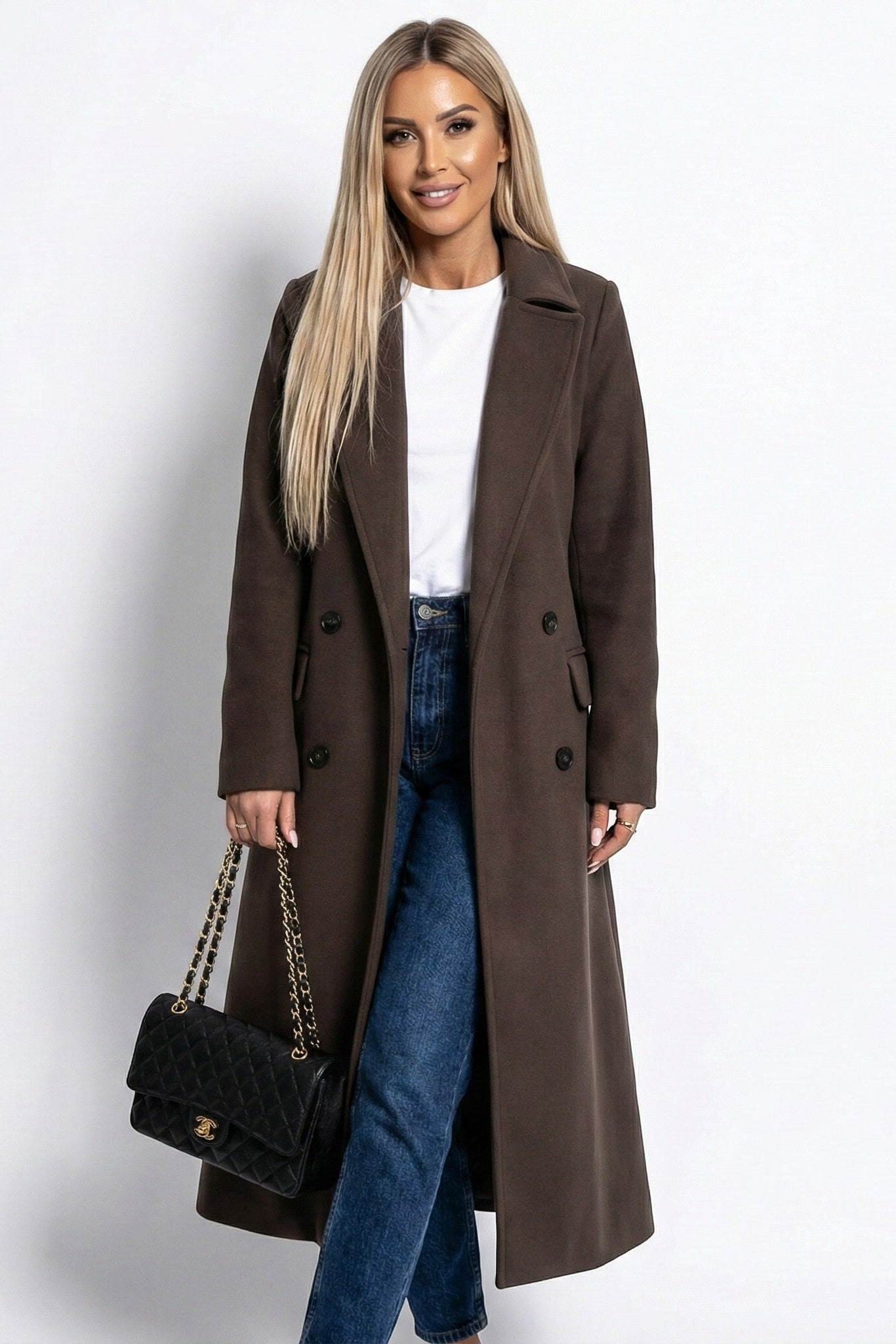 SOFTREIGN – Longline Women's Winter Coat with Flowing Lapel & Cozy Fit