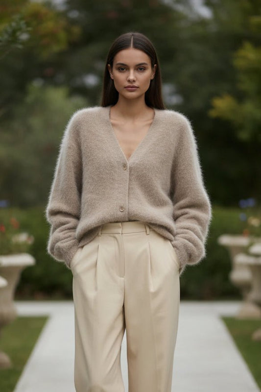 ELLAWEAR – Women’s Loose-Fit Cashmere Knit Cardigan for Timeless Comfort