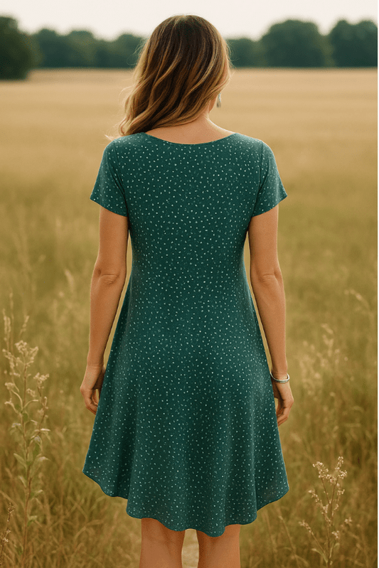 Else Women's Green Mini Summer Dress with Round Neck & Short Sleeves 2