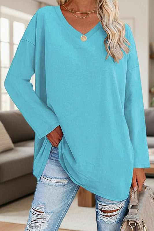 AUTUMNÉE – Elegant Loose-Fit Long Sleeve Top in Soft Polyester for Autumn Style