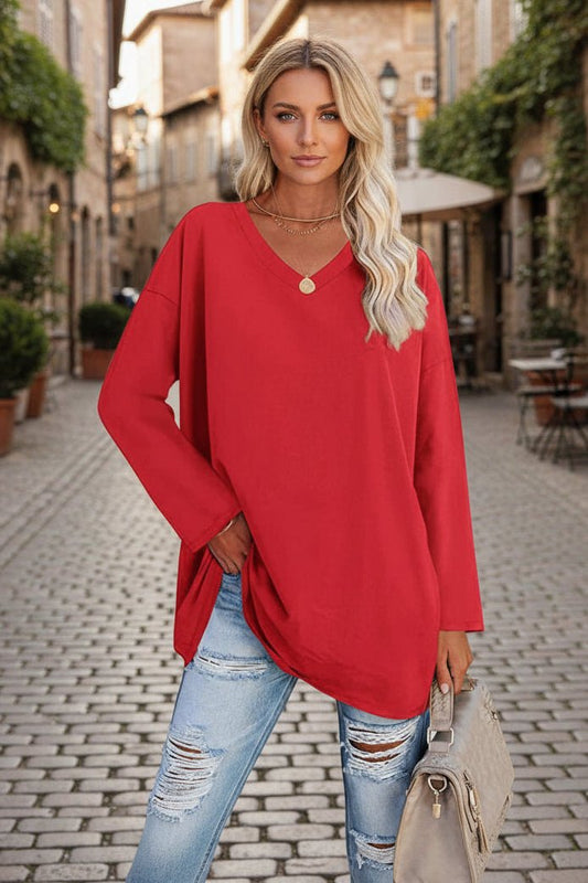 AUTUMNÉE – Elegant Loose-Fit Long Sleeve Top in Soft Polyester for Autumn Style
