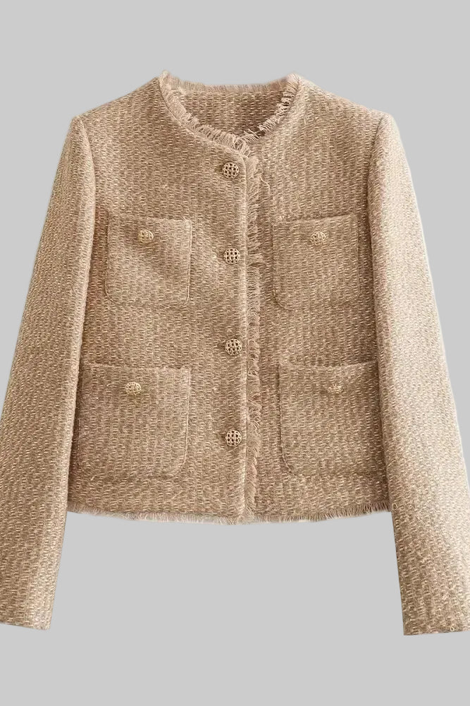 Emily - Women's Tweed Button-Down Jacket with Structured Fit for Versatile Styling 0