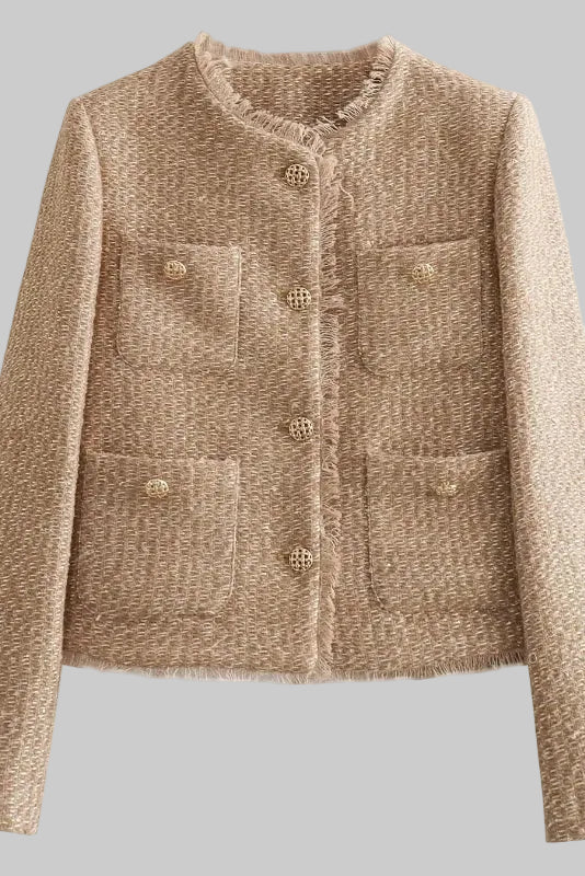Emily - Women's Tweed Button-Down Jacket with Structured Fit for Versatile Styling 4