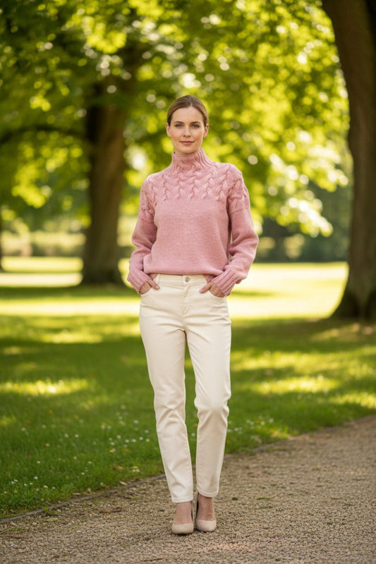 KALENYA – Minimalist Women’s Cable Knit High-Neck Sweater