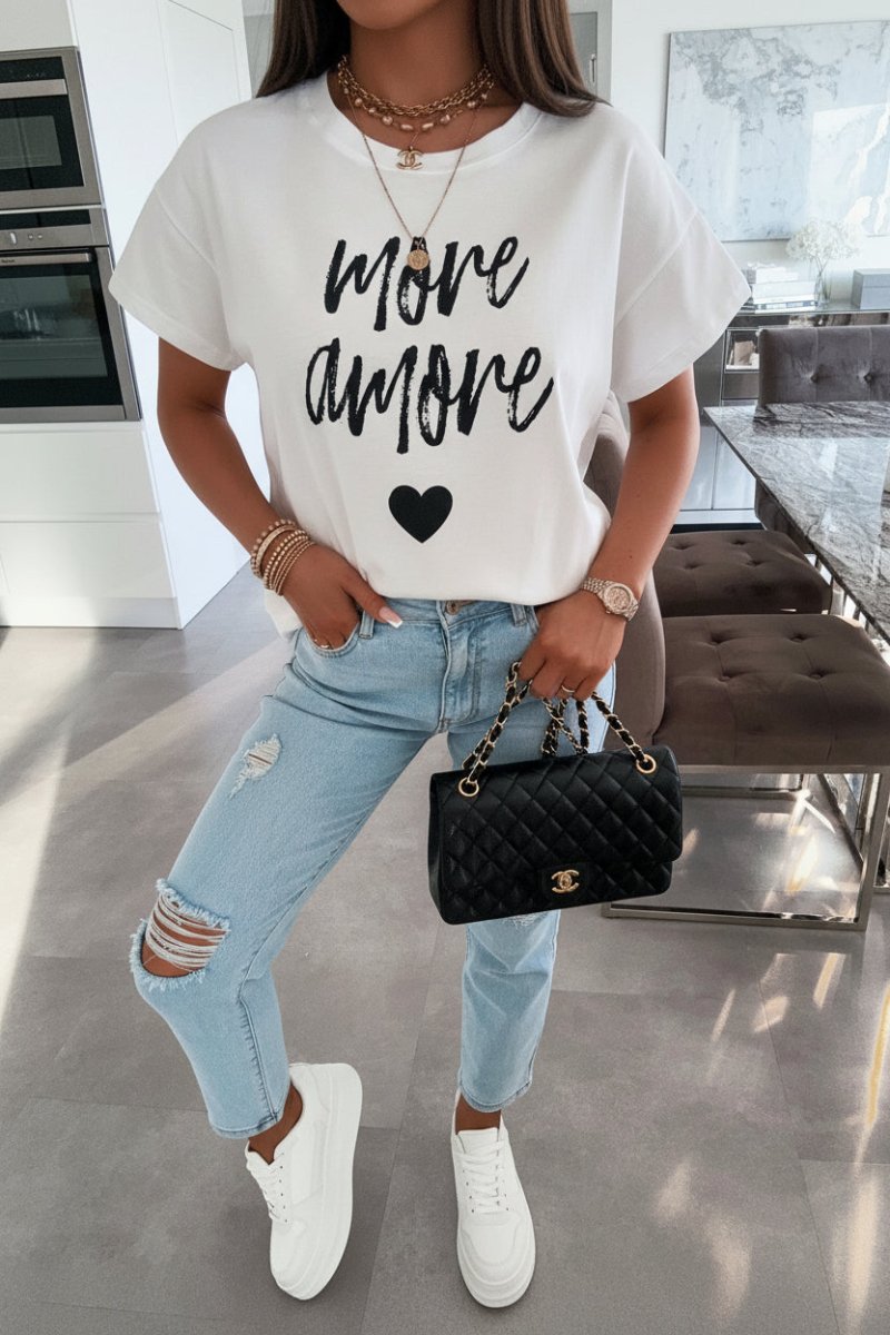 Essential White T-Shirt - Soft Cotton Blend with Stylish Print for Everyday Wear 0