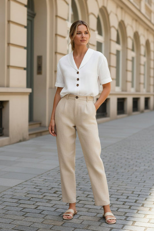 ELIN – Women’s Cotton-Linen T-Shirt, Lightweight Everyday Essential