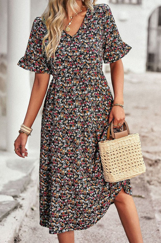 FLORÉA – Floral Midi Dress Lightweight Summer Style for Effortless Elegance