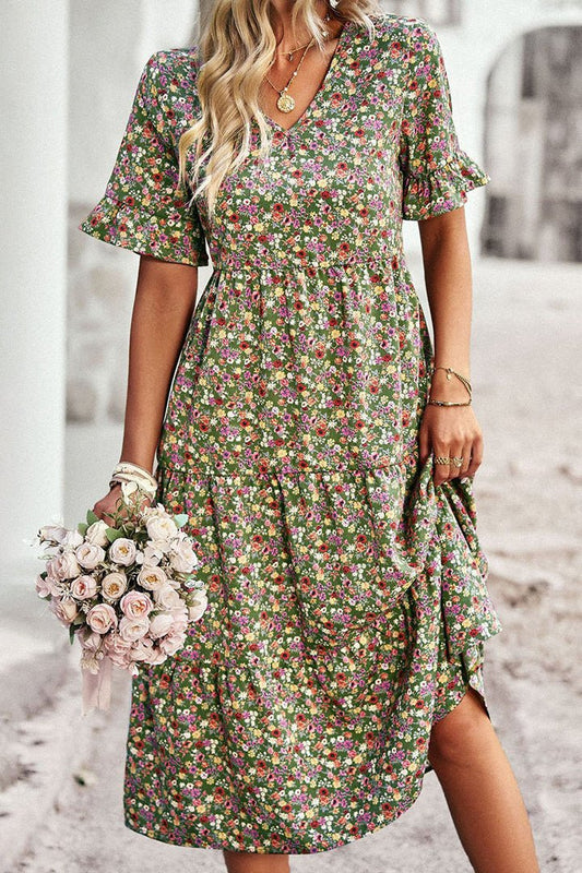 FLORÉA – Floral Midi Dress Lightweight Summer Style for Effortless Elegance
