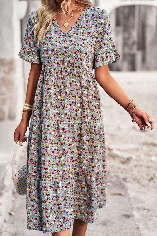FLORÉA – Floral Midi Dress Lightweight Summer Style for Effortless Elegance