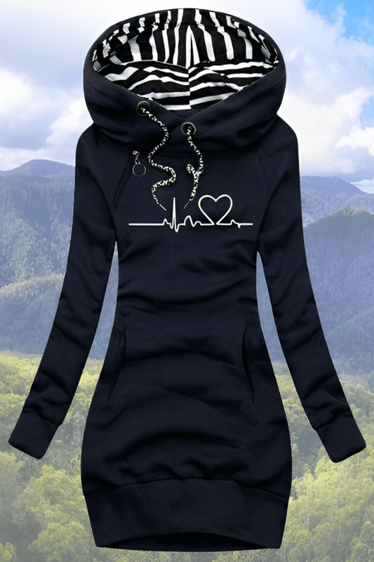 Heartbeat Print Oversized Hoodie - Soft Casual Sweatshirt for Stylish Comfort 3