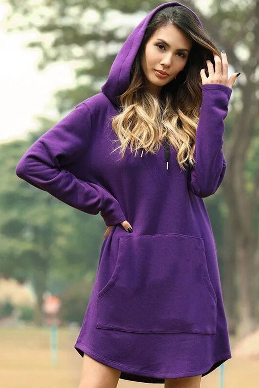 VELLUNA – Cozy Velour-Feel Hoodie Dress for Trendy Wear