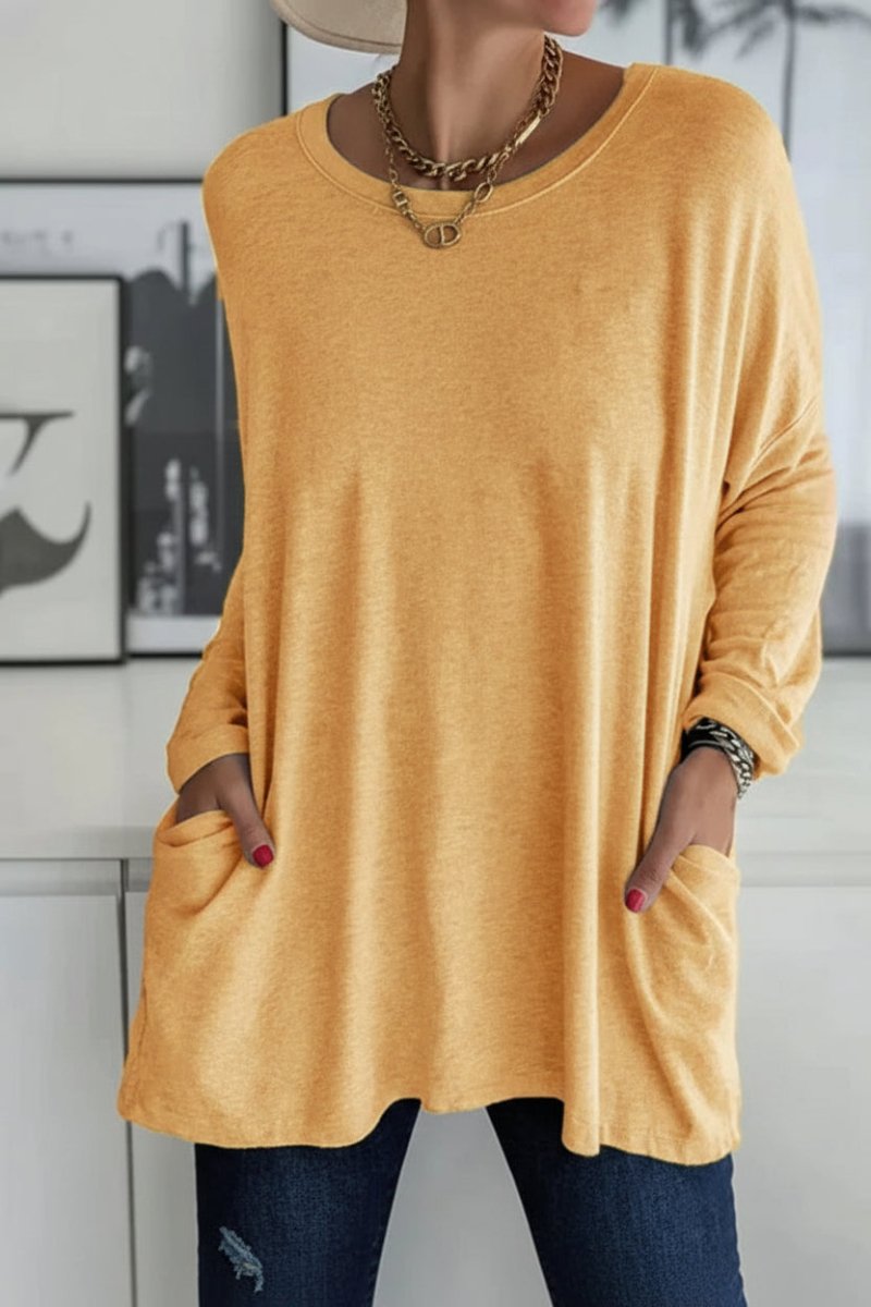 Heidi-Mode - Loose Fit Tunic Top with Pockets & Long Sleeves in Autumn Colors 12