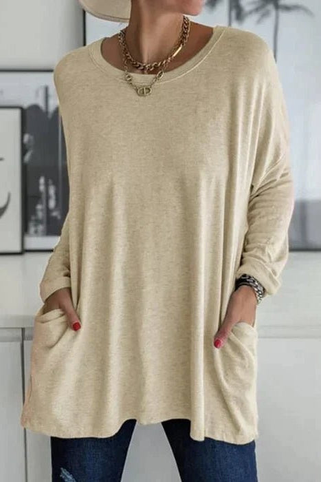 Heidi-Mode - Loose Fit Tunic Top with Pockets & Long Sleeves in Autumn Colors 5