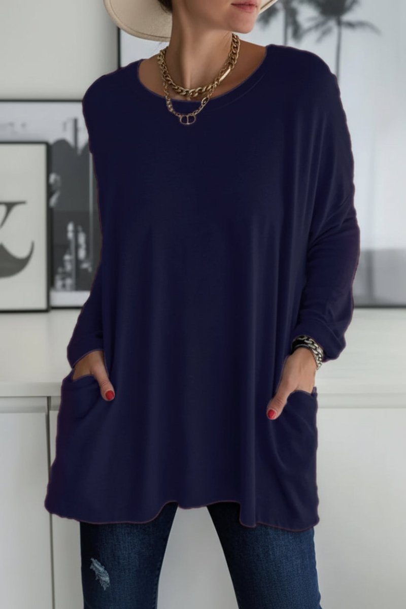 Heidi-Mode - Loose Fit Tunic Top with Pockets & Long Sleeves in Autumn Colors 7