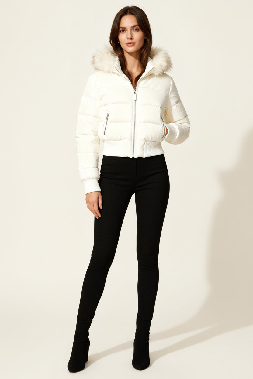 Heidi-Mode - Women's Black Puffer Jacket, Quilted Winter Coat with Removable Hood 1