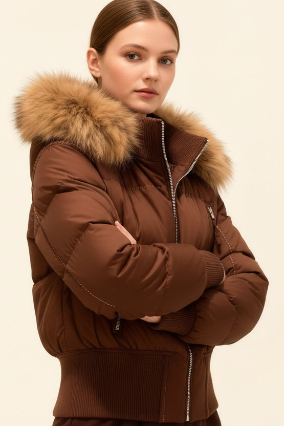 Heidi-Mode - Women's Black Puffer Jacket, Quilted Winter Coat with Removable Hood 2