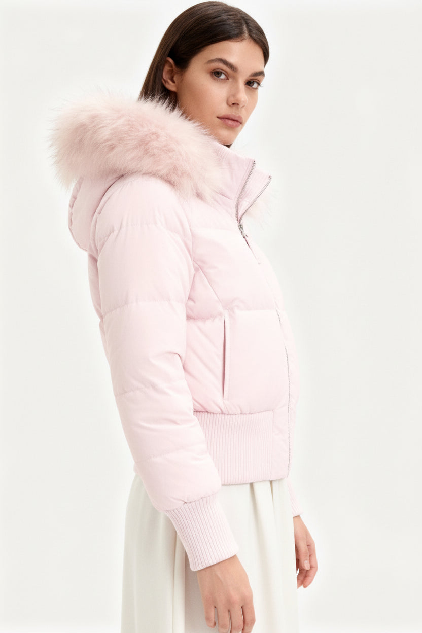 Heidi-Mode - Women's Black Puffer Jacket, Quilted Winter Coat with Removable Hood 3