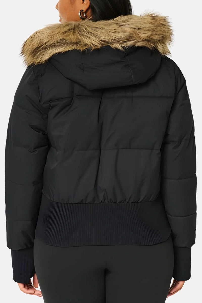 Heidi-Mode - Women's Black Puffer Jacket, Quilted Winter Coat with Removable Hood 5