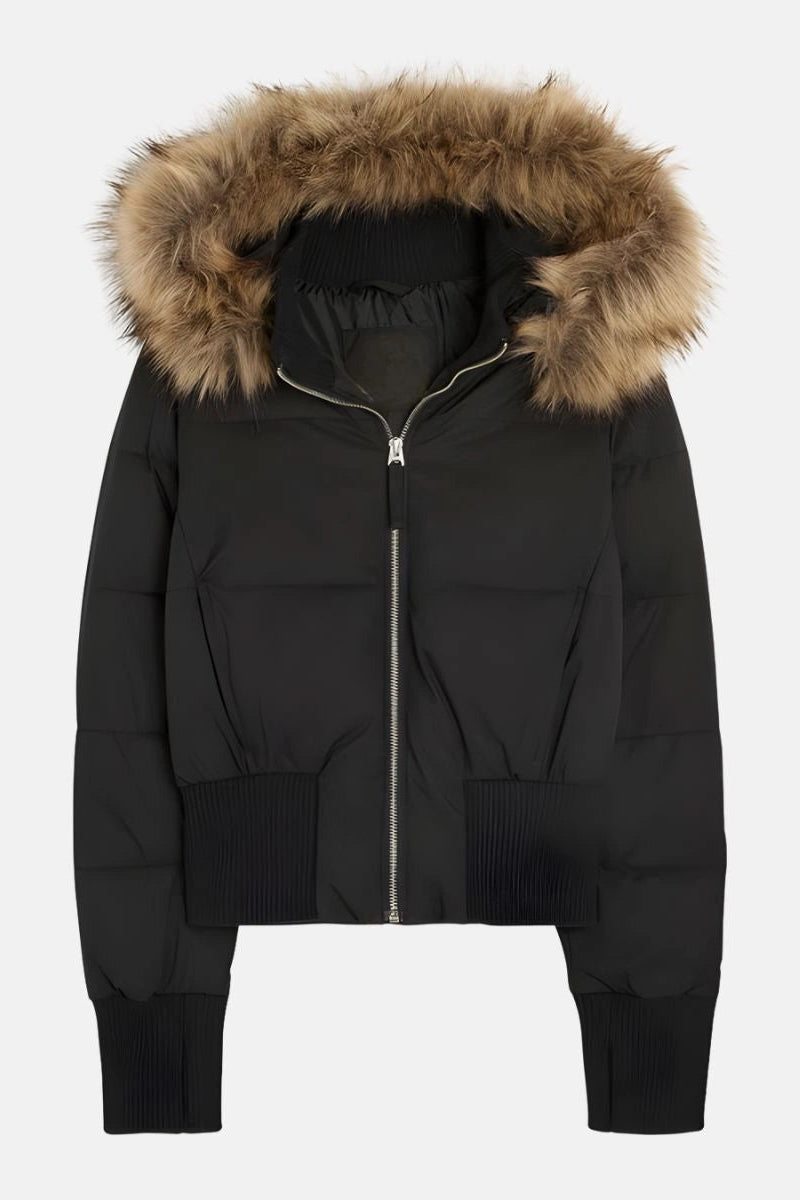 Heidi-Mode - Women's Black Puffer Jacket, Quilted Winter Coat with Removable Hood 7