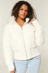 Heidi-Mode - Women's Black Puffer Jacket, Quilted Winter Coat with Removable Hood 8