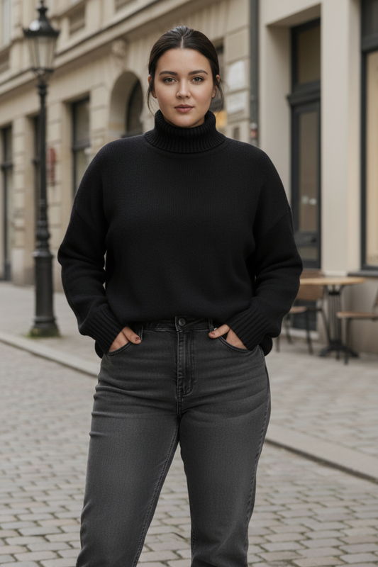 Heidi-Mode - Women's Oversized Cashmere Turtleneck Sweater for Comfort 0