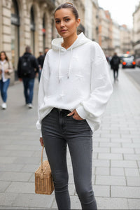 Heidi-Mode Textured Star Design Hoodie - Stylish Comfort for Everyday Wear 0