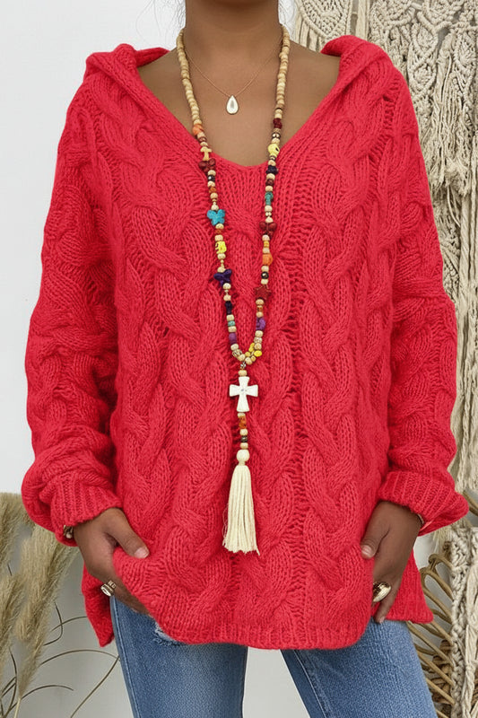 Heidi-Mode V-Neck Knitted Hoodie for Stylish Comfort and Versatile Wear 2