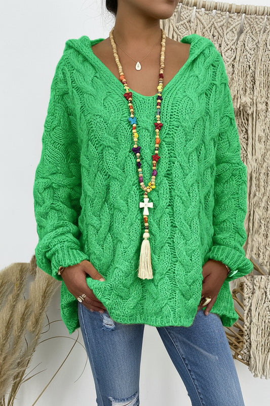 VEECRAFT – Mode V-Neck Knitted Hoodie for Stylish Everyday Comfort