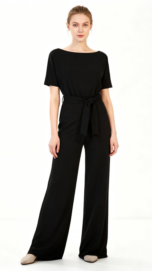 Heidi-Mode Women's High Waist Knit Jumpsuit - Comfortable Straight Cut 1