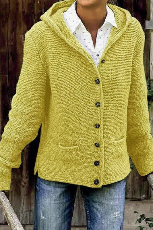 Heidi - Midweight Hooded Knit Coat with Pockets, Long Sleeve Comfort 1