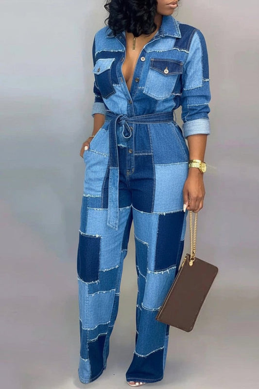 Heidi Elegant Cotton Jumpsuit with V-Neck and Lace-Up Details for Women 3