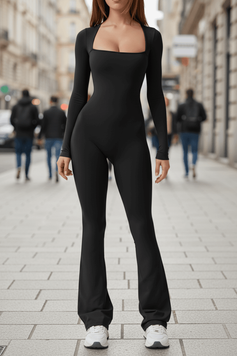 FLARESSA – Women’s Jumpsuit with Elegant Flared Legs & Square Neckline