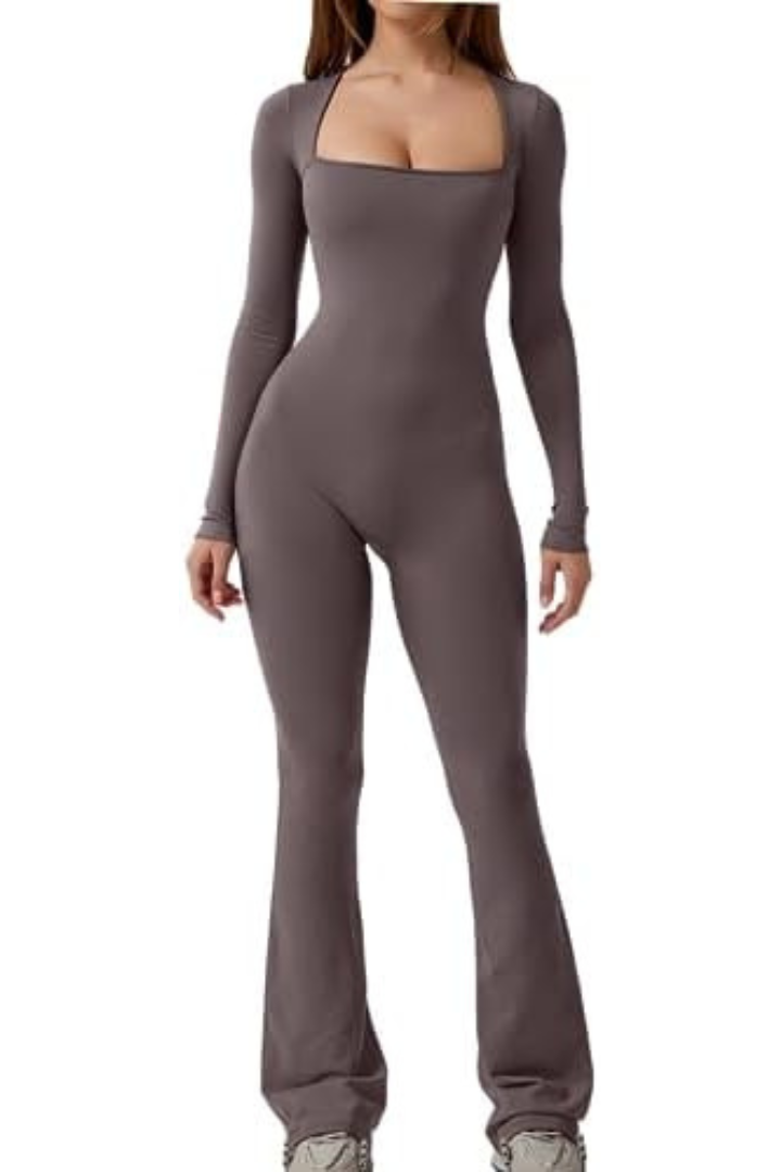 Heidi Women's Jumpsuit - Elegant Flared Legs & Square Neckline, 100% Polyester 1