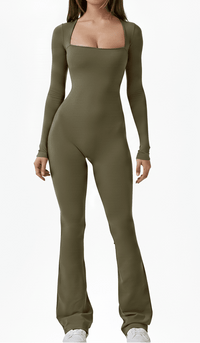 Heidi Women's Jumpsuit - Elegant Flared Legs & Square Neckline, 100% Polyester 3