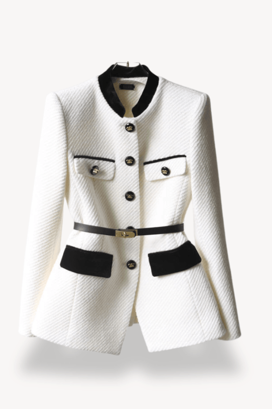 Ingrid - Sleek Women's Belted Blazer with Gold-Tone Hardware