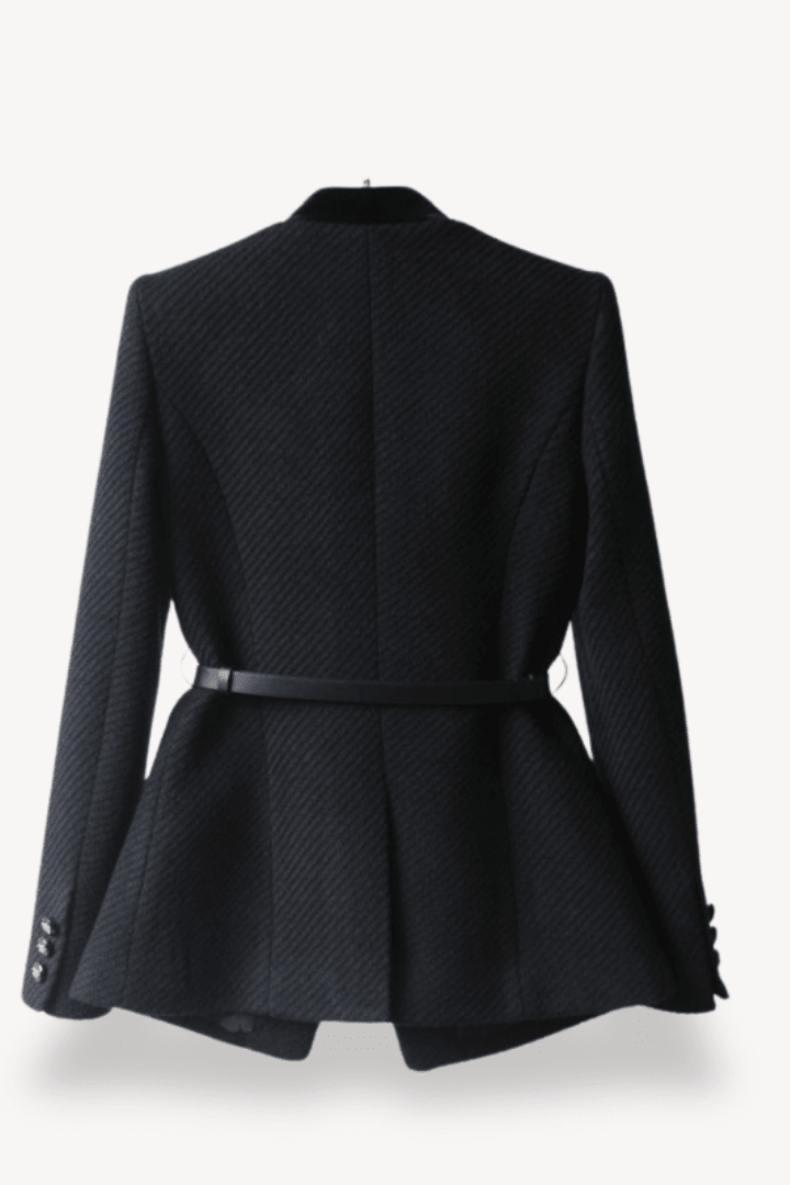 Ingrid - Sleek Women's Belted Blazer with Gold-Tone Hardware