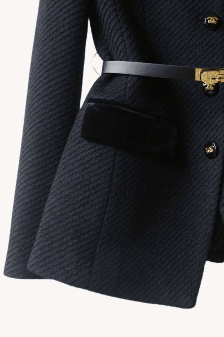 Ingrid - Sleek Women's Belted Blazer with Gold-Tone Hardware