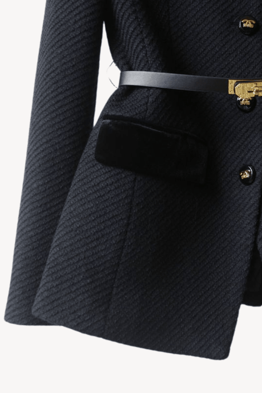 Ingrid - Sleek Women's Belted Blazer with Gold-Tone Hardware