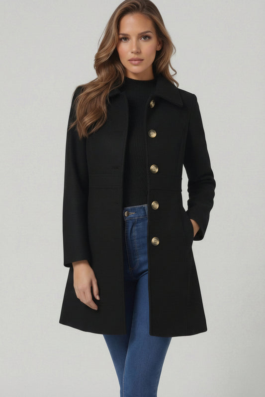 Josephine - Women's A-Line Wool Coat with Button Placket for Winter Style 0
