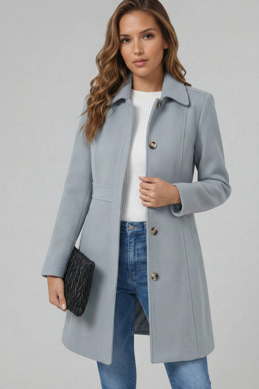 Josephine - Women's A-Line Wool Coat with Button Placket for Winter Style 3