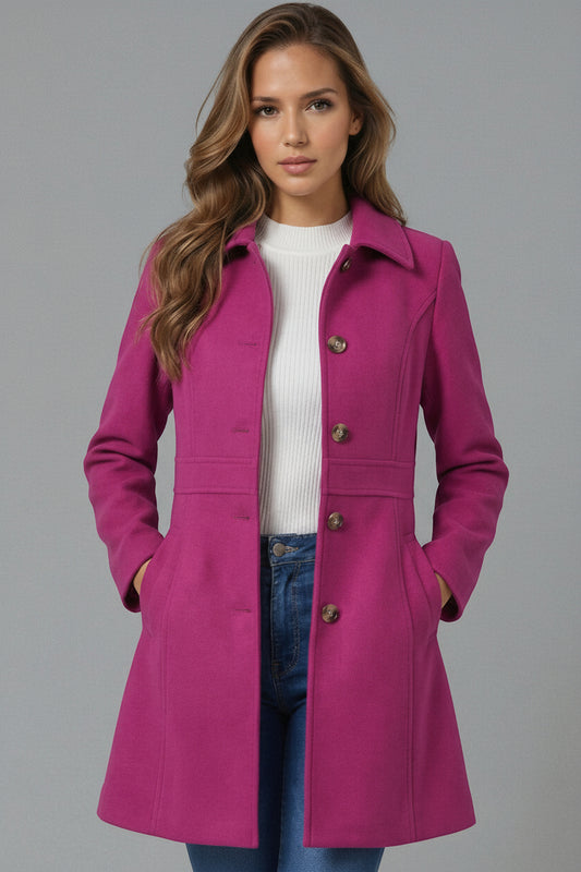 Josephine - Women's A-Line Wool Coat with Button Placket for Winter Style 5