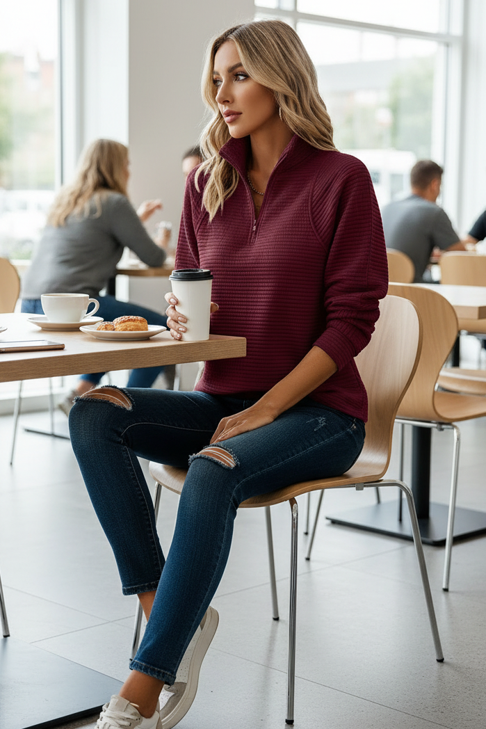 Katheryn - Women's Adjustable Collar Sweater for Everyday Comfort 2