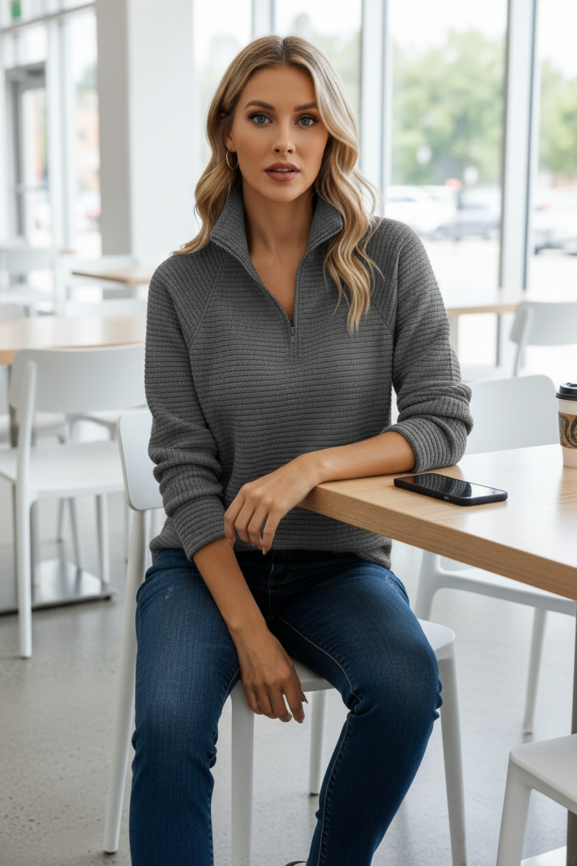 Katheryn - Women's Adjustable Collar Sweater for Everyday Comfort 3