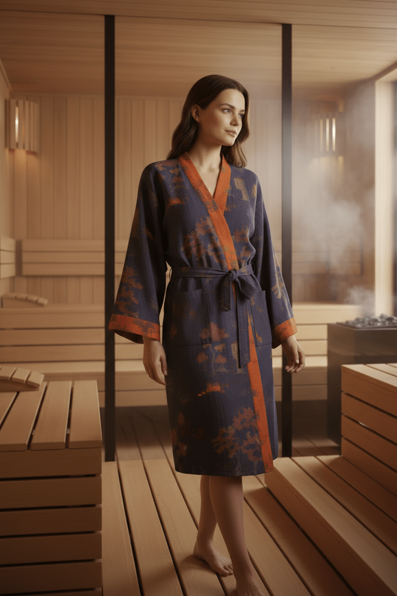 Kimono bathrobe cotton gauze retro unisex 0