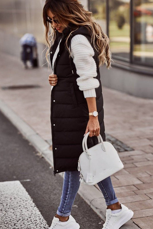 Knee-Length Quilted Vest for Women - Lightweight Insulating Layer with Elegant Design 1