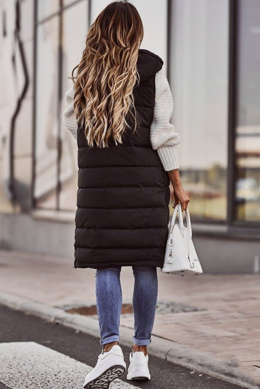 Knee-Length Quilted Vest for Women - Lightweight Insulating Layer with Elegant Design 2